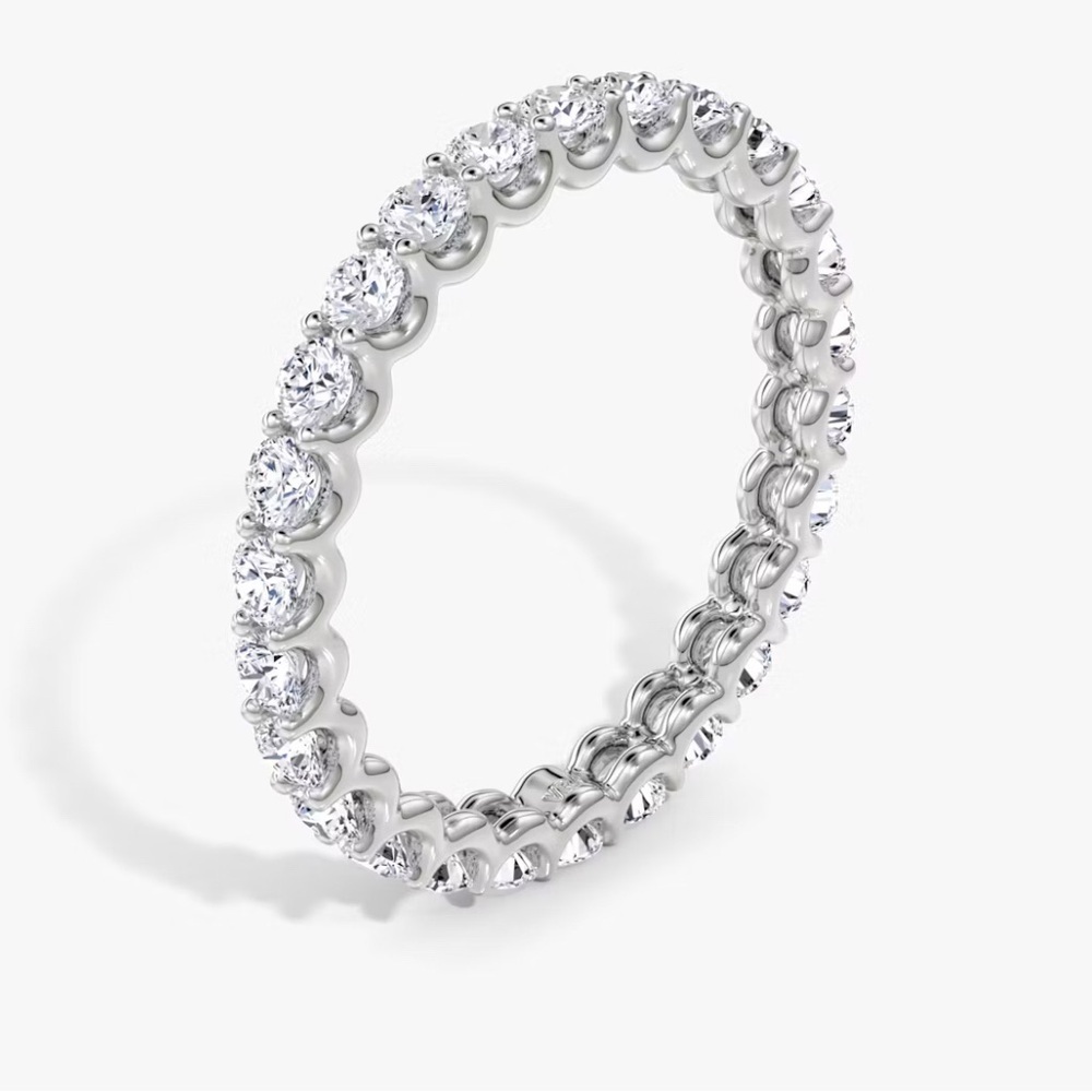 2.02 TCW Lab Diamond U-Prong Eternity Band 14K White Gold Scalloped Wedding - Picture 3 of 7